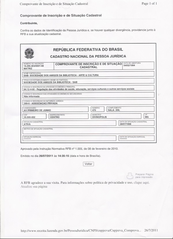 sab - carto cnpj